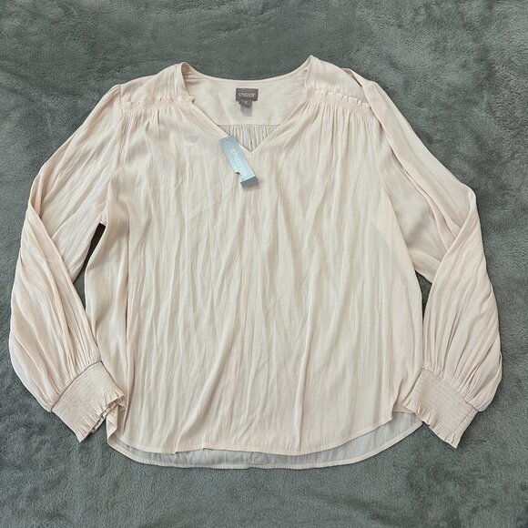 NWT Chico's Smocked Cuff Long Sleeve Blush Pink Blouse Shirt 3 XL 16/18 - Picture 1 of 7